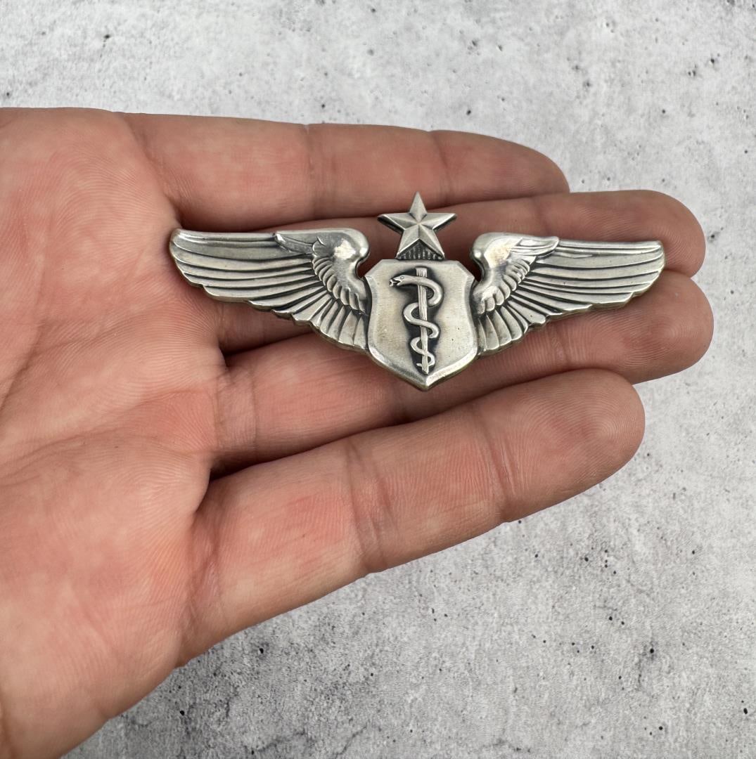Vietnam War Air Force Senior Flight Surgeon Wings: Sterling Silver.