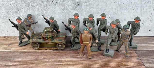 Collection of Toy Soldiers and Tin Tank