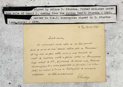 Prince Dimitrie Sturdza Gheorghe Gheorghian Letter