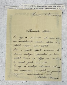 Letter to Gheorghian from wife Clotilda Averescu