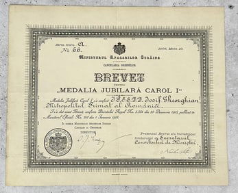 Romanian Presentation of Medal Document Award