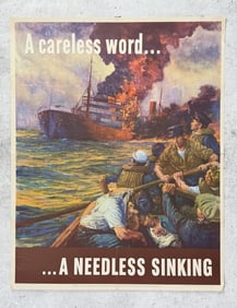 WW2 A Careless Word A Needless Sinking Poster