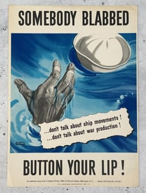 WW2 Somebody Blabbed Button Your Lip Poster