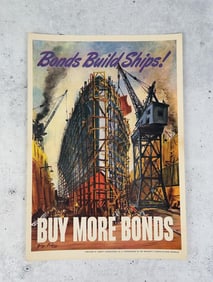 WW2 Bonds Build Ships Buy More Bonds Poster