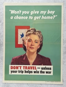 WW2 Give my Boy a Chance to Get Home Poster
