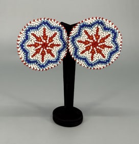 Native American Indian Beaded Rosette Earrings