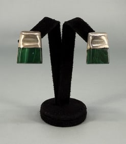 Sterling Silver Malachite Earrings