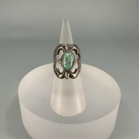 Navajo Tufa Cast Sterling Turquoise Ring