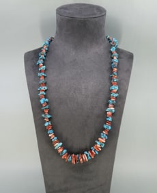 Santo Domingo Turquoise Spiny Oyster Bead Necklace