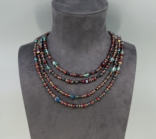 Art Deco Glass Bead Flapper Necklace