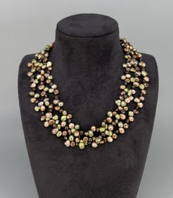 Freshwater Peacock Pearls Cluster Necklace