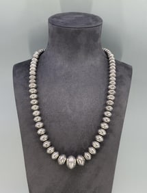 Navajo Sterling Pearls Bench Bead Necklace
