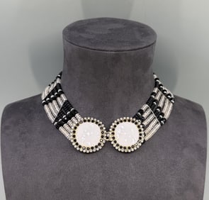 Glass Bead Multi Strand Choker Necklace