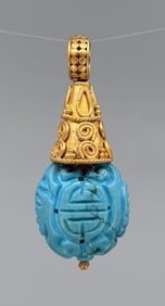Carved Tibetan Turquoise Necklace Pendant