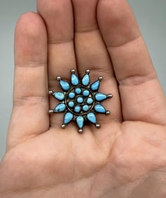 Zuni Petit Point Turquoise Sterling Pendant
