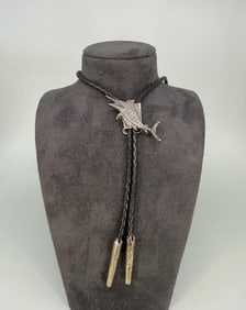 Taxco Mexico Sterling Silver Marlin Bolo Tie