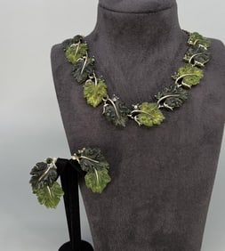 Lisner Rhinestone Lucite Necklace and Earrings
