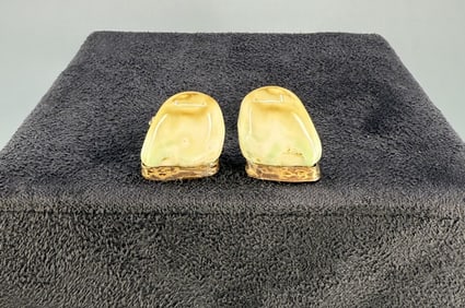 10K Gold Bull Elk Teeth Cuff Links