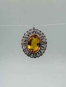 Sterling Silver Filigree Citrine Necklace Pendant
