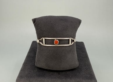 Navajo Sterling Silver Coral Bracelet