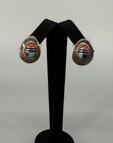 Zuni Sterling Silver Inlaid Earrings