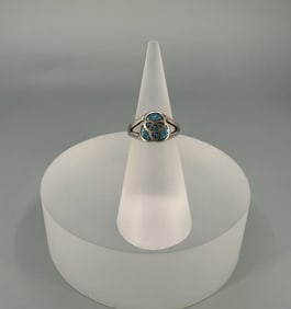 Zuni Chip Inlaid Sterling Silver Ring