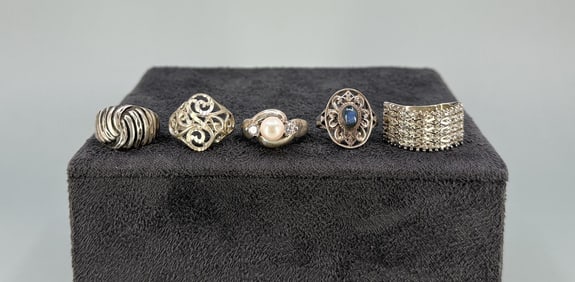 Group Of Sterling Silver Rings