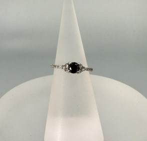 14K White Gold Black Diamond Ring