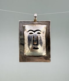 Taxco Mexico Sterling Silver Face Pendant