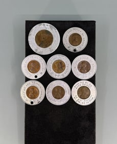 Group Of Montana Encased Good Luck Cents