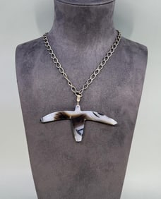 Montana Moss Agate Steer Head Necklace