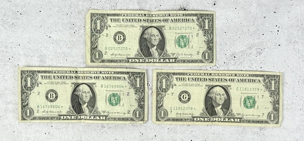 3 One Dollar US Star Notes
