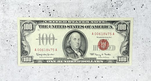 1966 US $100 Six Digit Red Seal Note