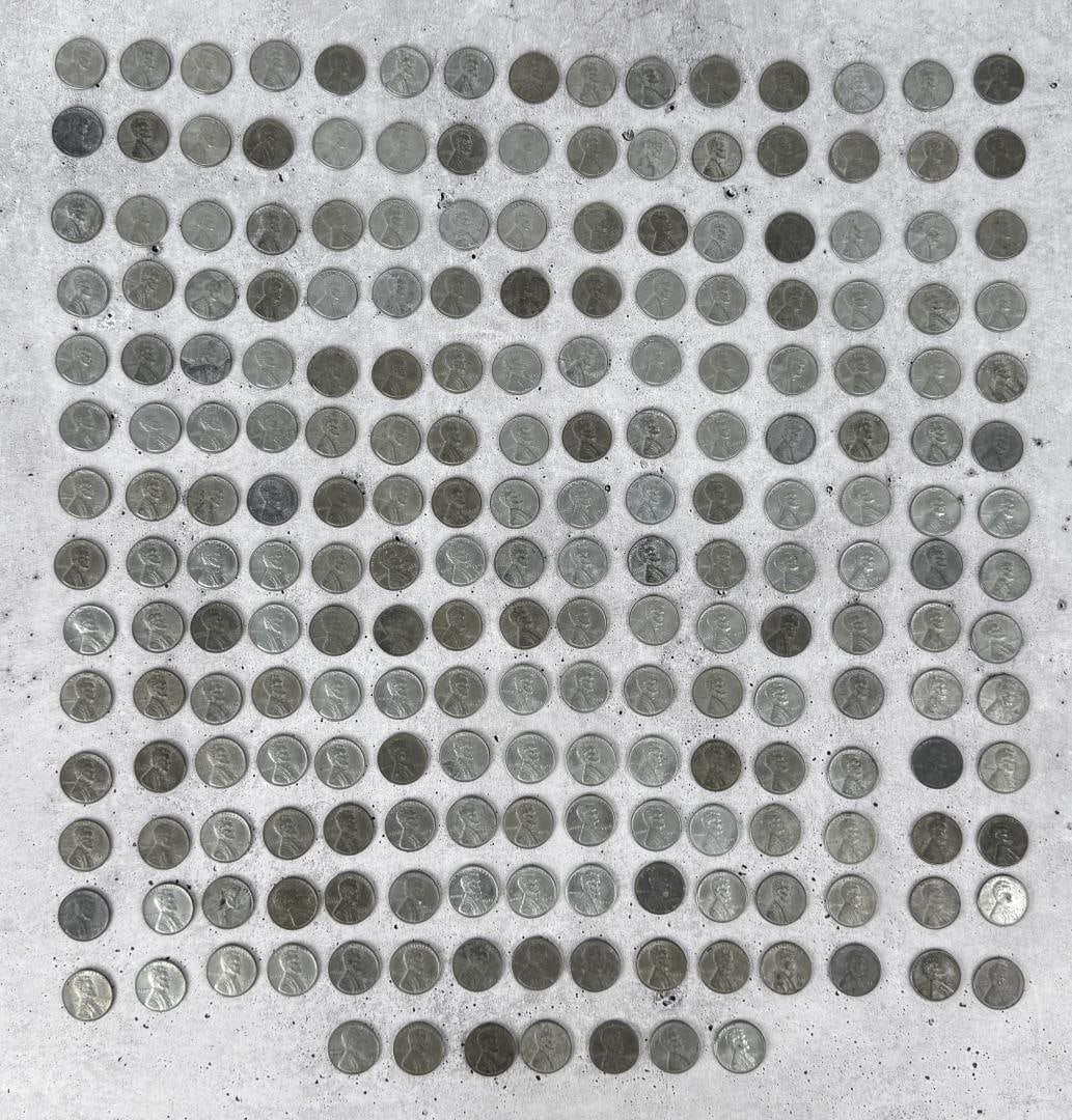Large Collection Of WW2 Steel Wheat Pennies: 217 total