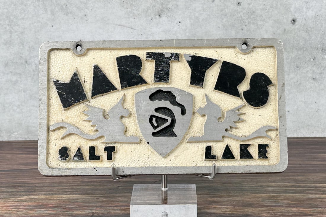 Salt Lake Martyrs Car Club License Plate Plaque: Salt Lake City Utah. 5" by 9"