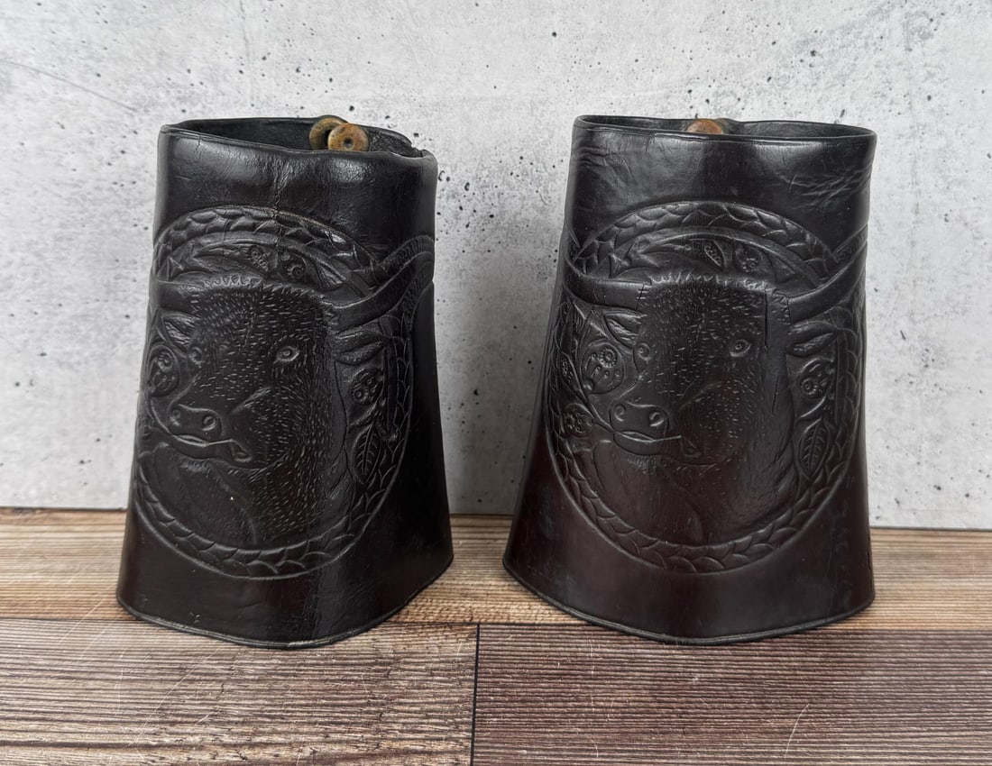Antique Montana Tooled Leather Cowboy Cuffs (1 of 5)