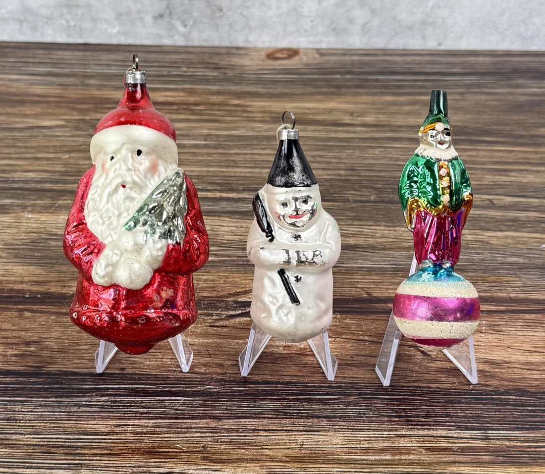 Antique German Blown Glass Christmas Ornaments: Nice grouping