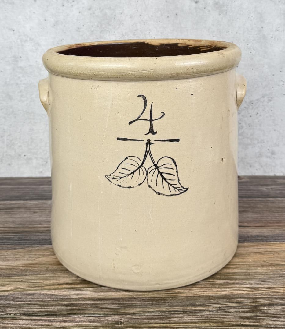 Red Wing 4 Gallon Elephant Ear Crock: Nice transitional black logo crock. Very difficult to find.