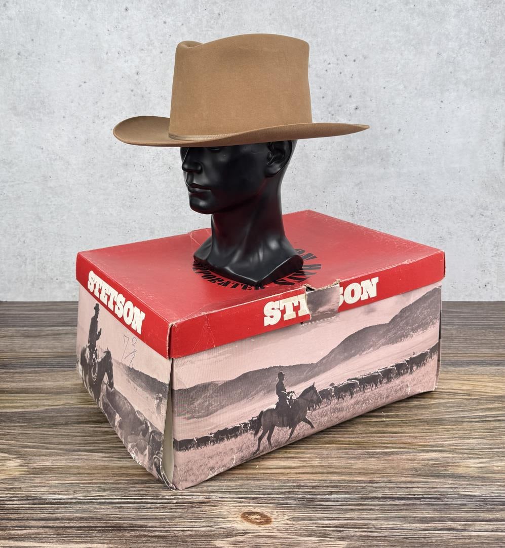 Antique Stetson Montana Cowboy Hat 3X Yearling (1 of 12)