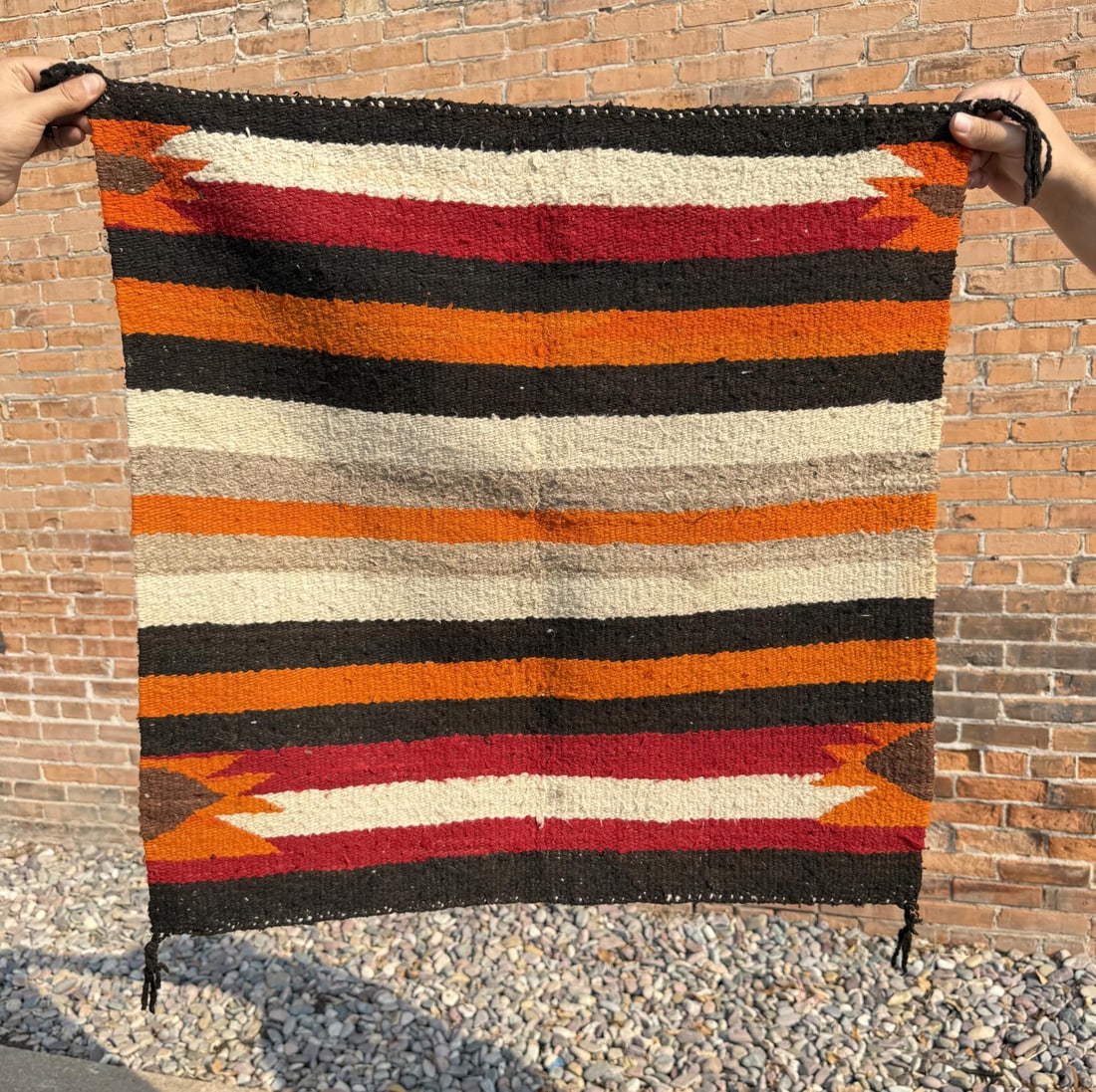 Navajo Indian Saddle Blanket Rug: 29" by 30 1/2"
