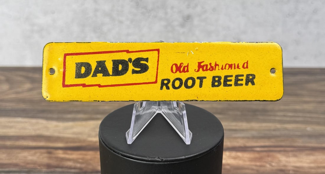 Dads Root Beer Porcelain Door Push Sign: 1 1/2" by 6". Contemporary Manufacture.