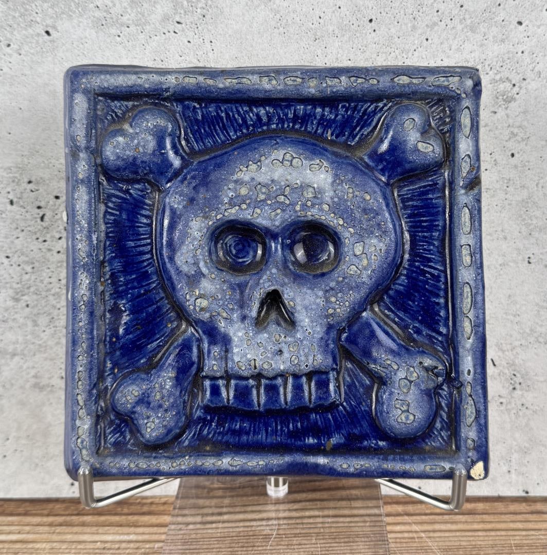 Clayton Bailey Folk Art Pottery Skull Tile (1 of 4)