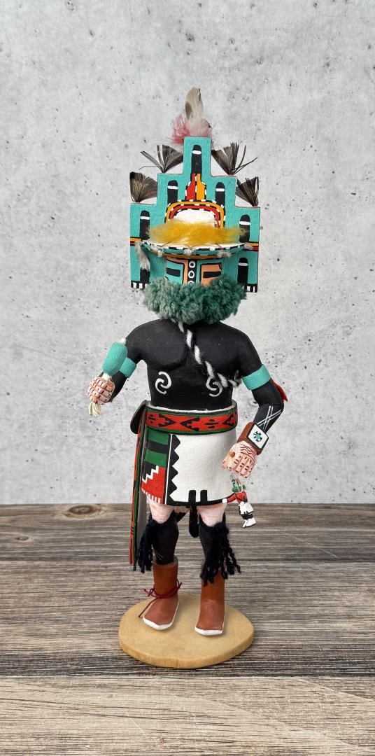 Murray Harvey Hopi Indian Kachina Doll: 14 3/4" tall. Kachina dolls are extremely delicate, with fragile appendages, paint, and construction that are highly susceptible to damage during handling and transit. While we will take every reasona