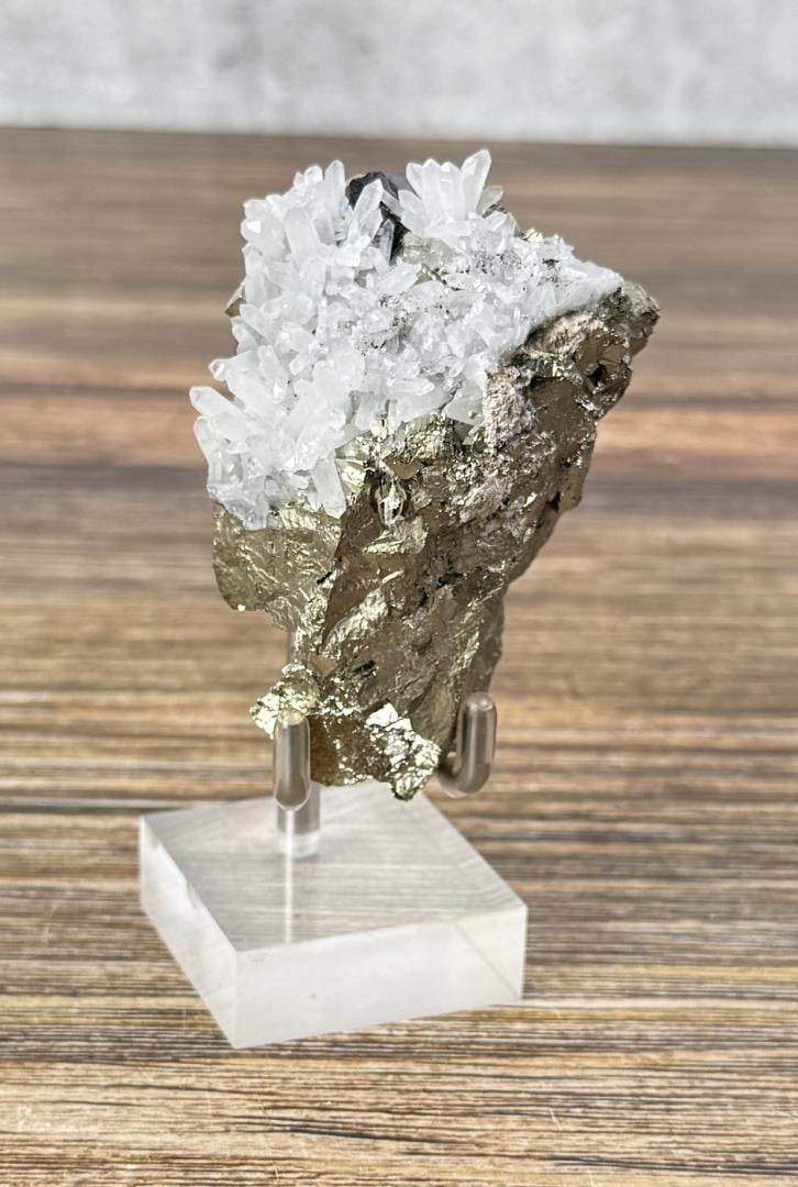 Needle Quartz On Iron Pyrite Mineral Specimen (1 of 4)