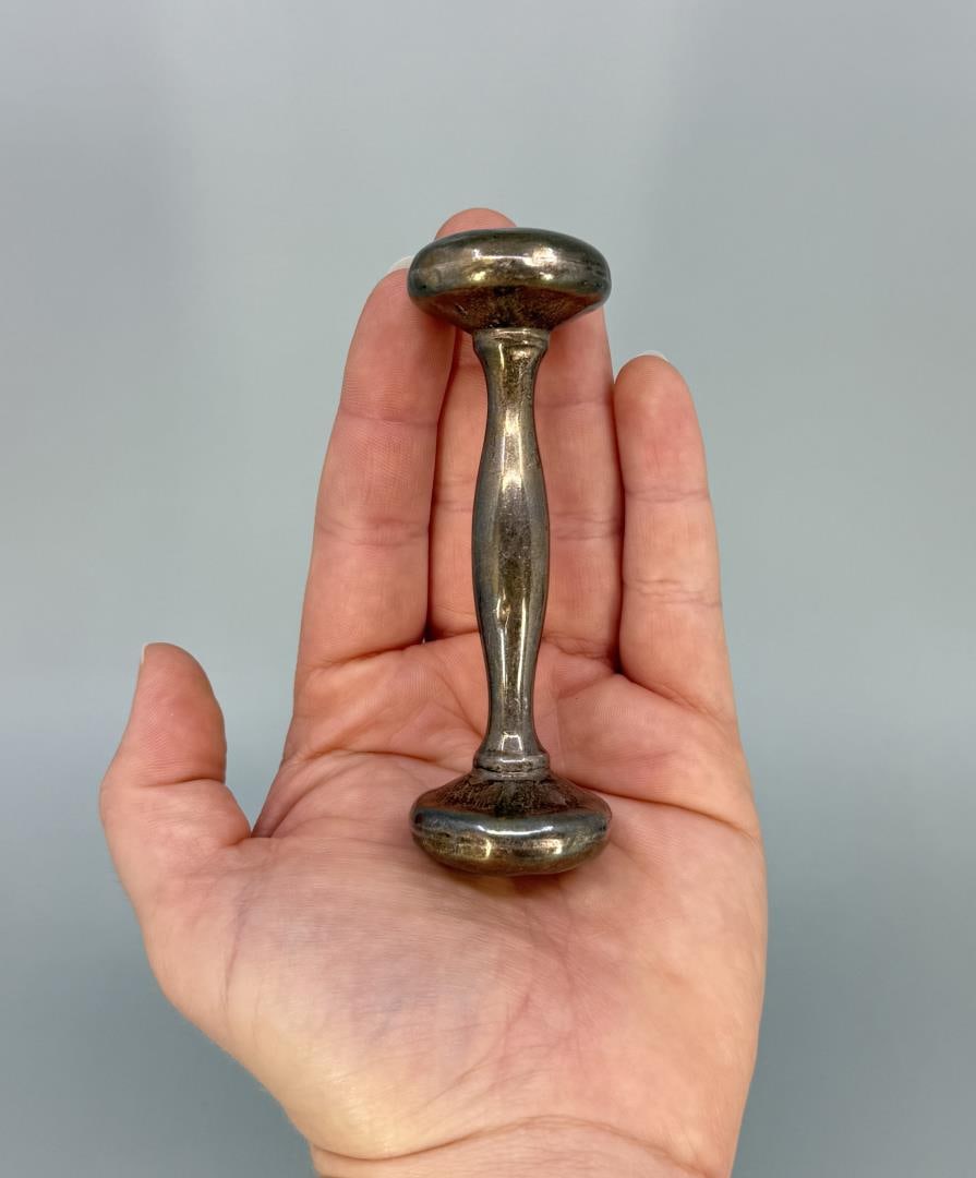 Sterling Silver Baby Rattle: 23.4 grams. 3 3/4" long.