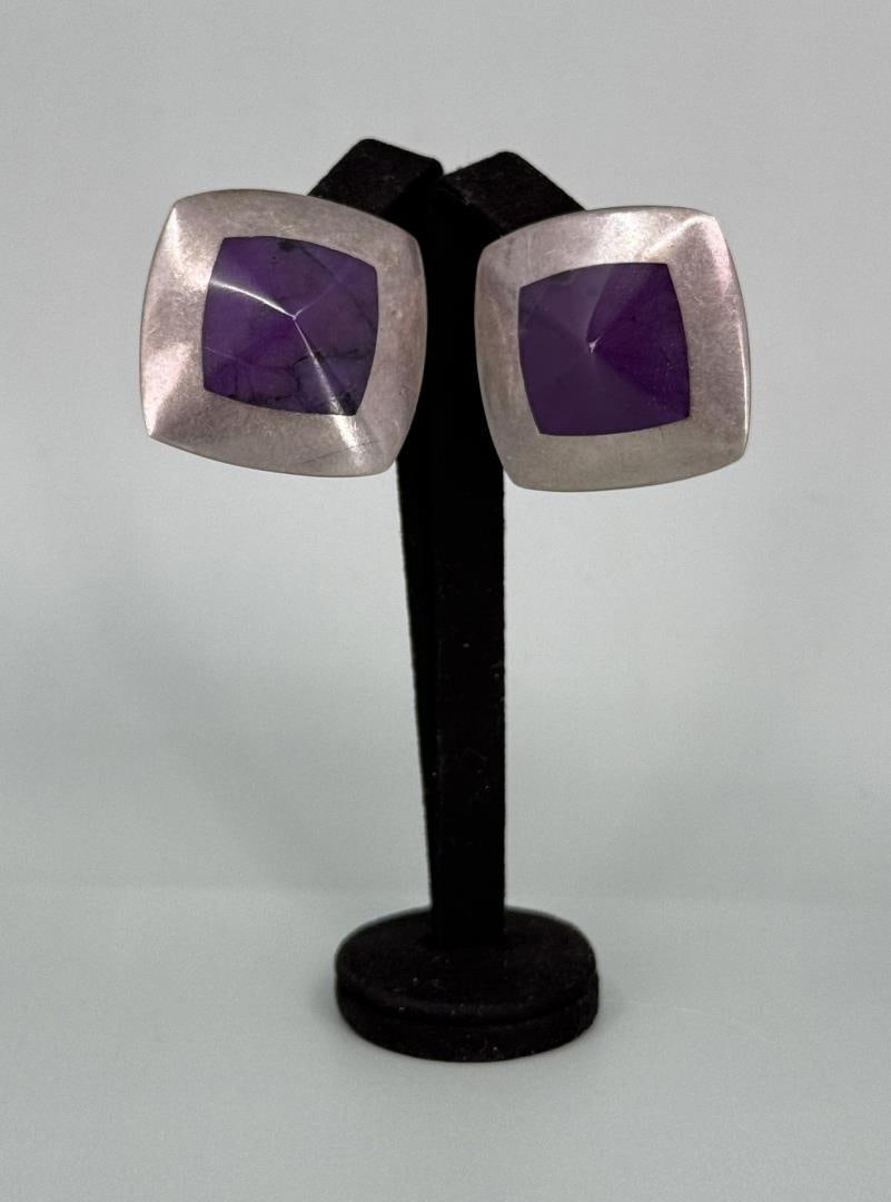Taxco Mexico Sterling Silver Earrings: 1" diameter. 19.19 grams.