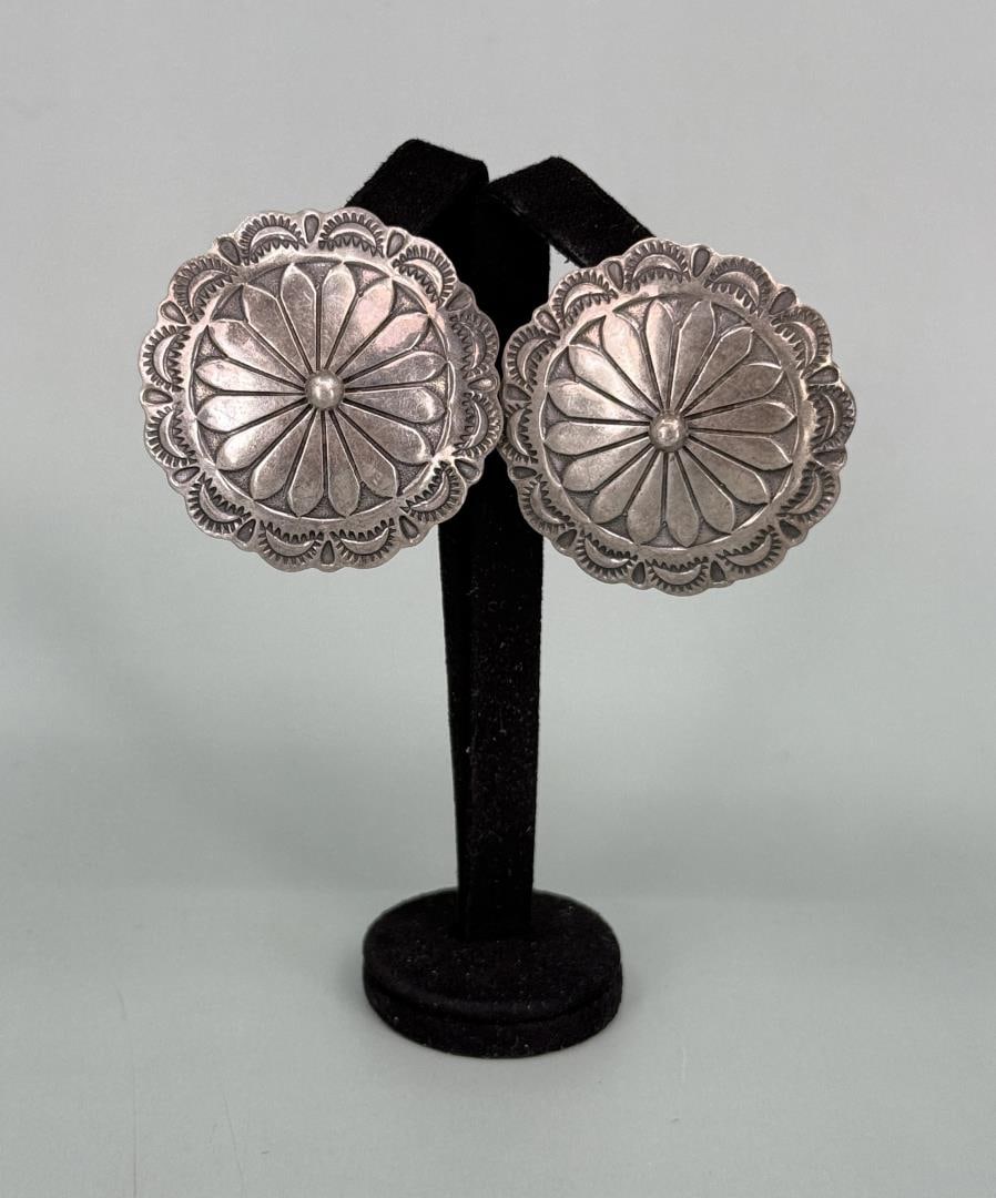 Navajo Sterling Silver Concho Earrings (1 of 3)