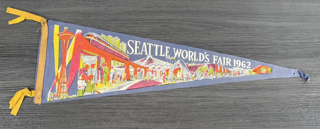 1962 Seattle Worlds Fair Souvenir Pennant: 25 3/4" by 8 1/4"