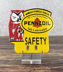 Porcelain Pennzoil License Plate Topper