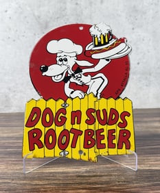 Porcelain Dog N Suds Root Beer Sign
